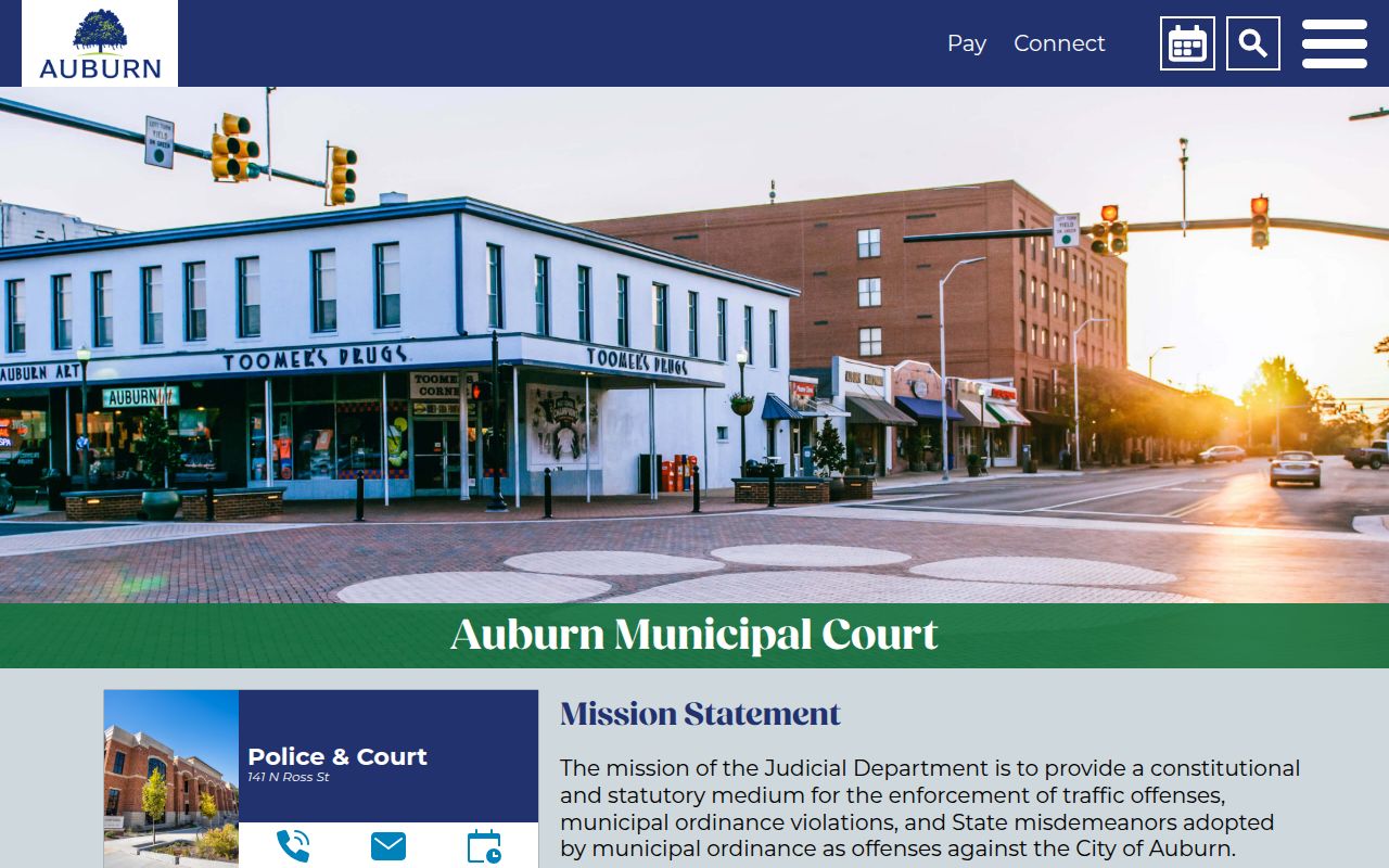Auburn Municipal Court information for bench warrant cases