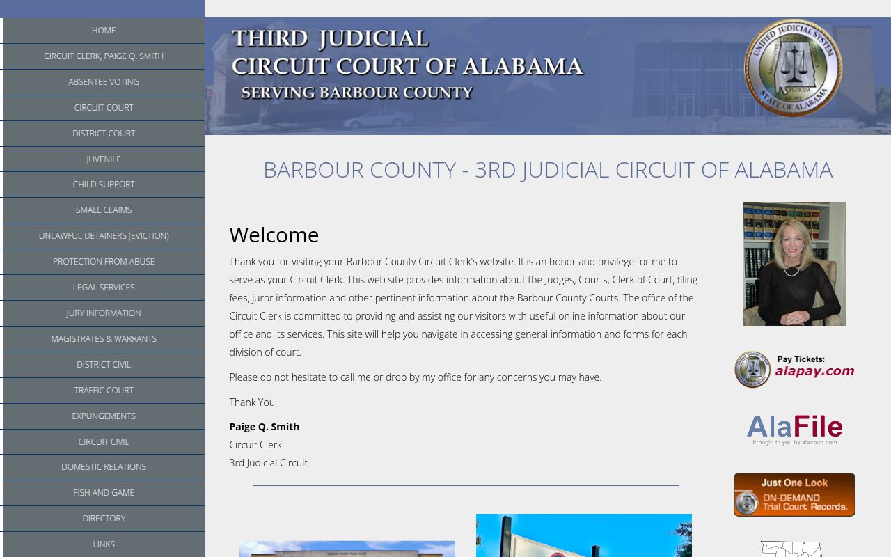 Barbour County Circuit Court for bench warrant records