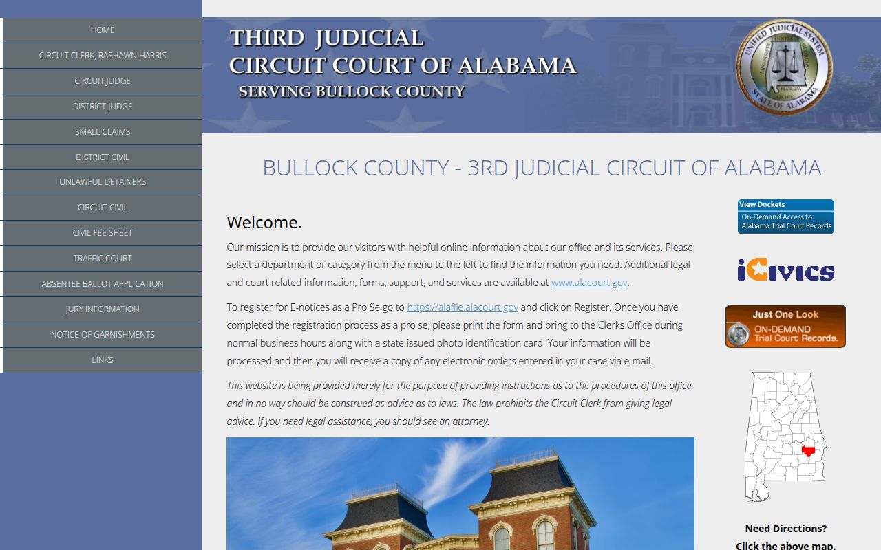 Bullock County Circuit Court for bench warrant records