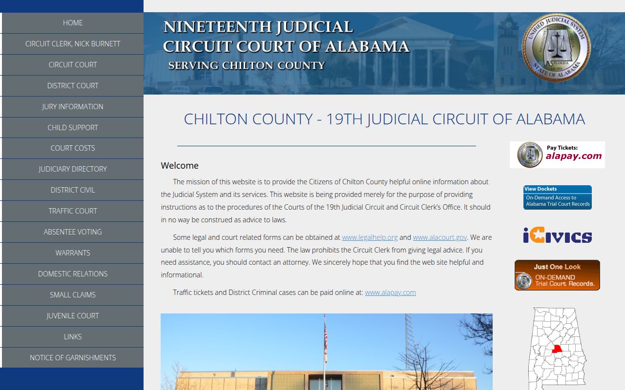 Chilton County Circuit Court for bench warrant records