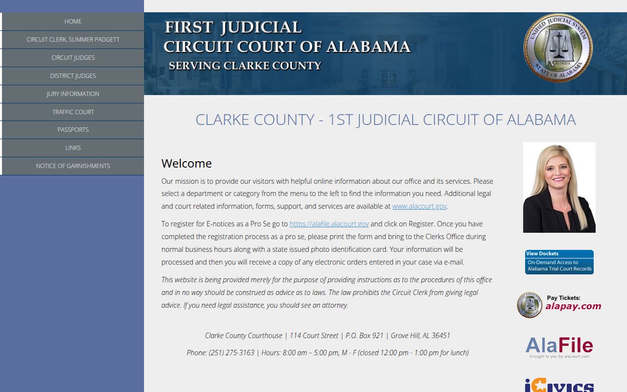 Clarke County Circuit Court for bench warrant records