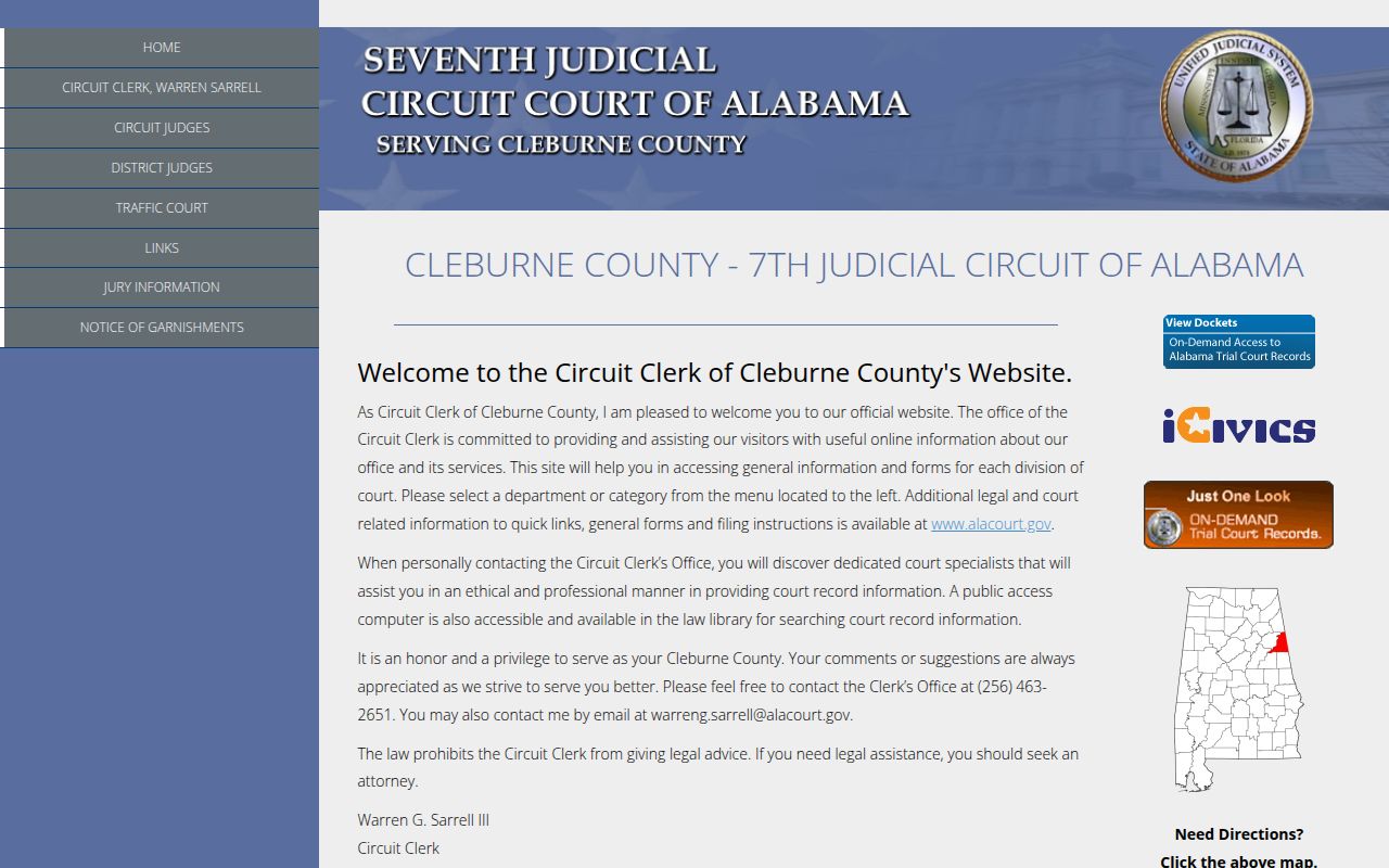 Cleburne County Circuit Court for bench warrant records