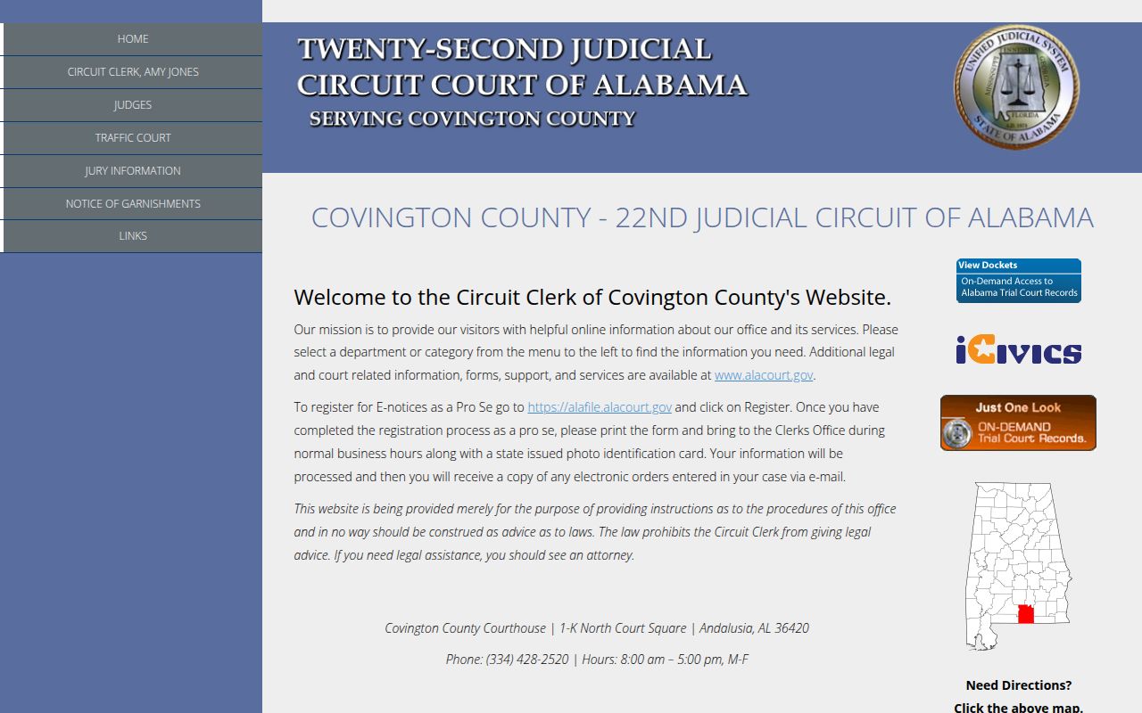 Covington County Circuit Court for bench warrant records