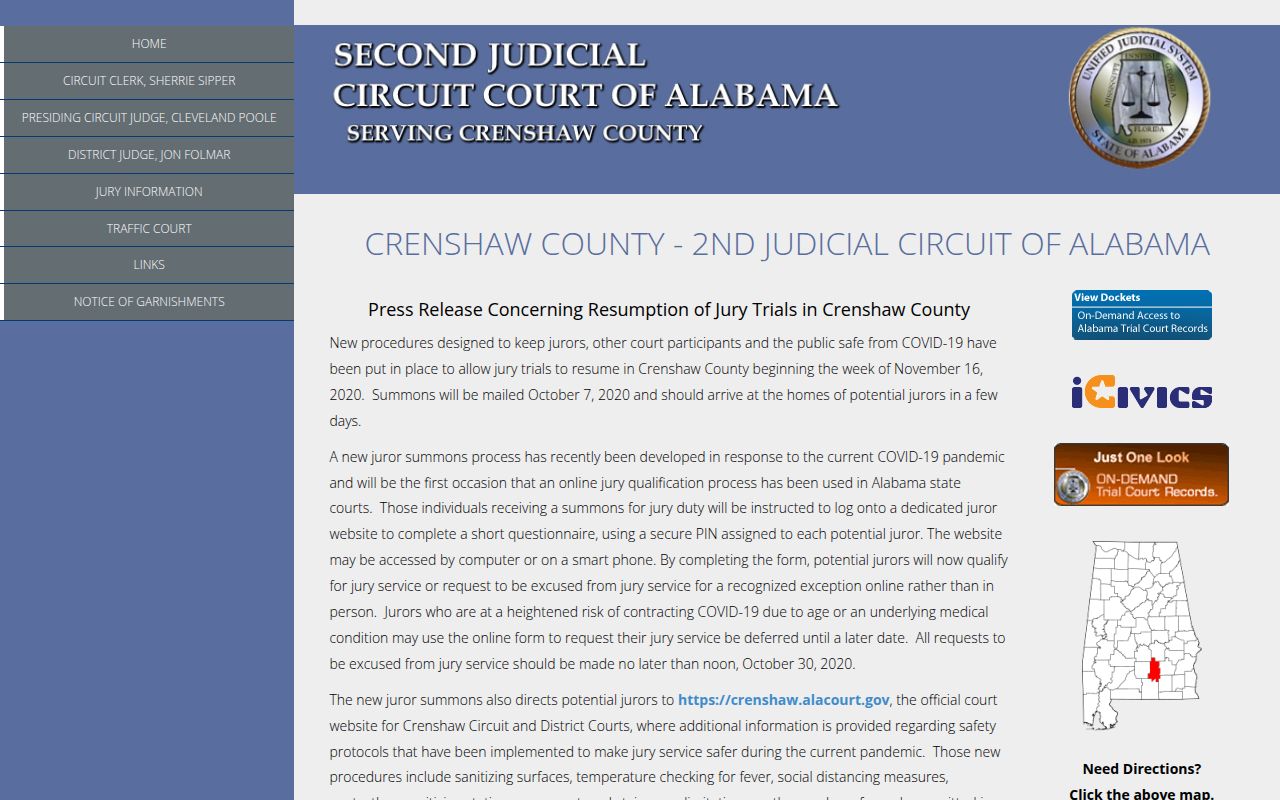 Crenshaw County Circuit Court for bench warrant records