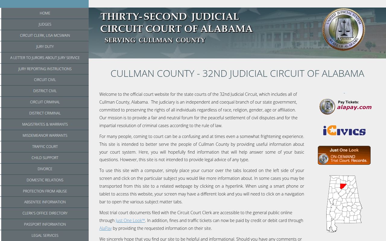 Cullman County Circuit Court for bench warrant records