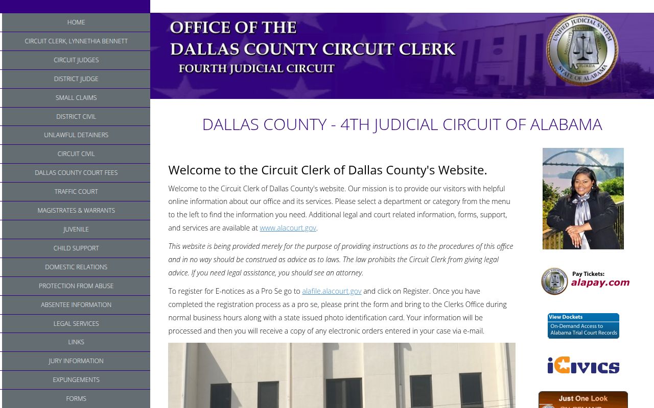 Dallas County Circuit Court in Selma for bench warrant records