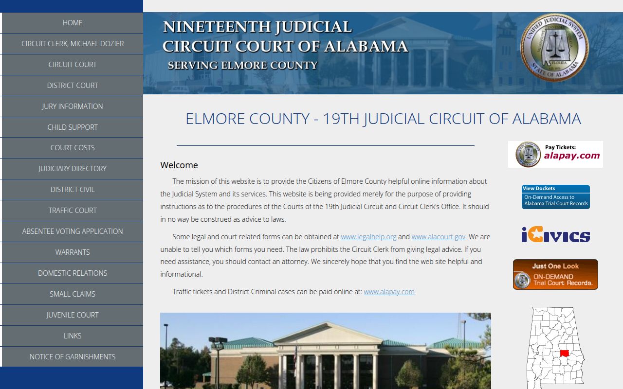 Elmore County Circuit Court in Wetumpka for bench warrant records