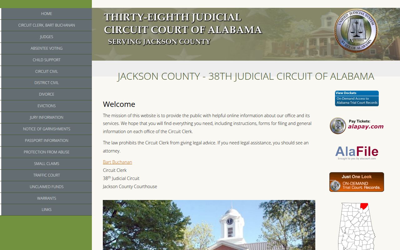 Jackson County Circuit Court in Scottsboro for bench warrant records