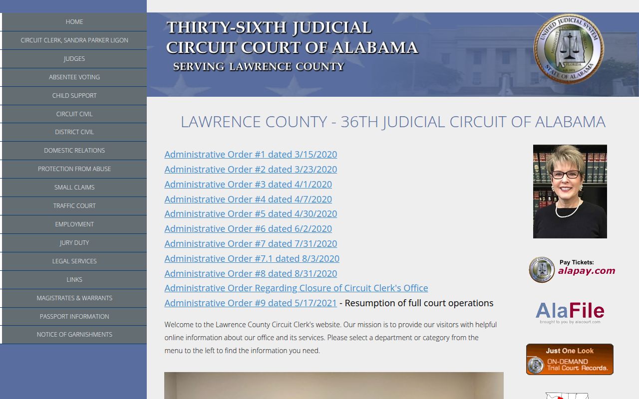 Lawrence County Circuit Court website for bench warrant records
