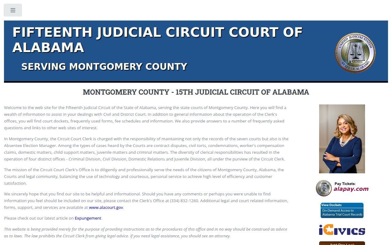 Montgomery County Circuit Court website for bench warrant records