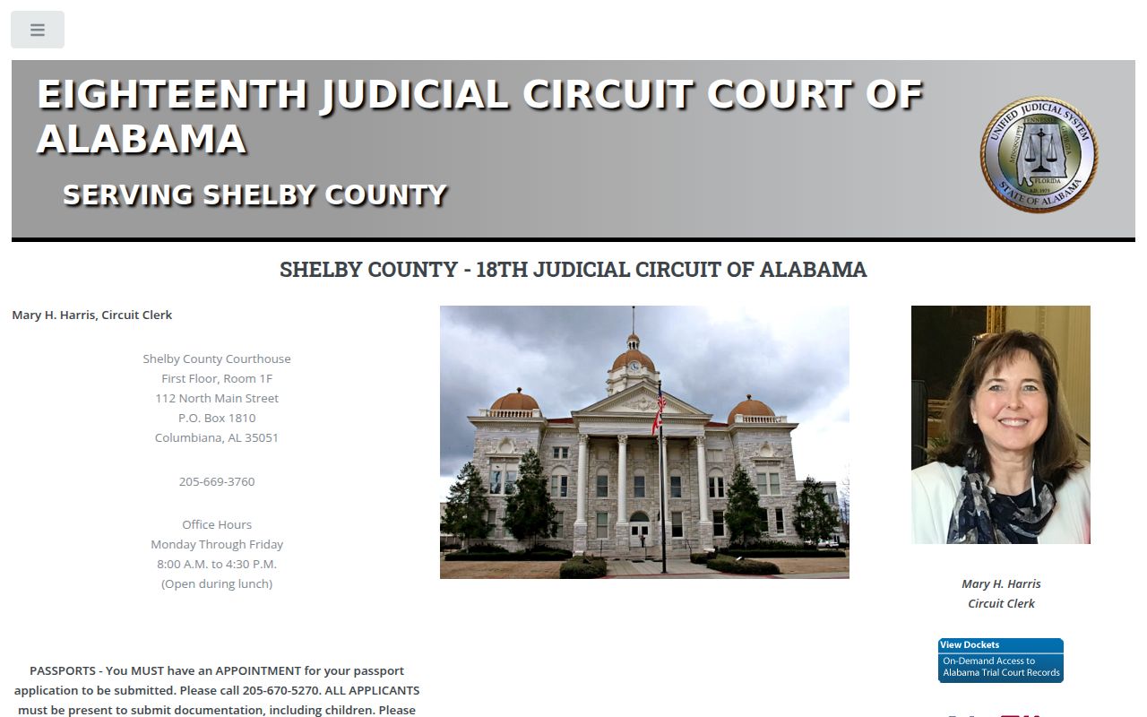 Shelby County Circuit Court website for bench warrant records