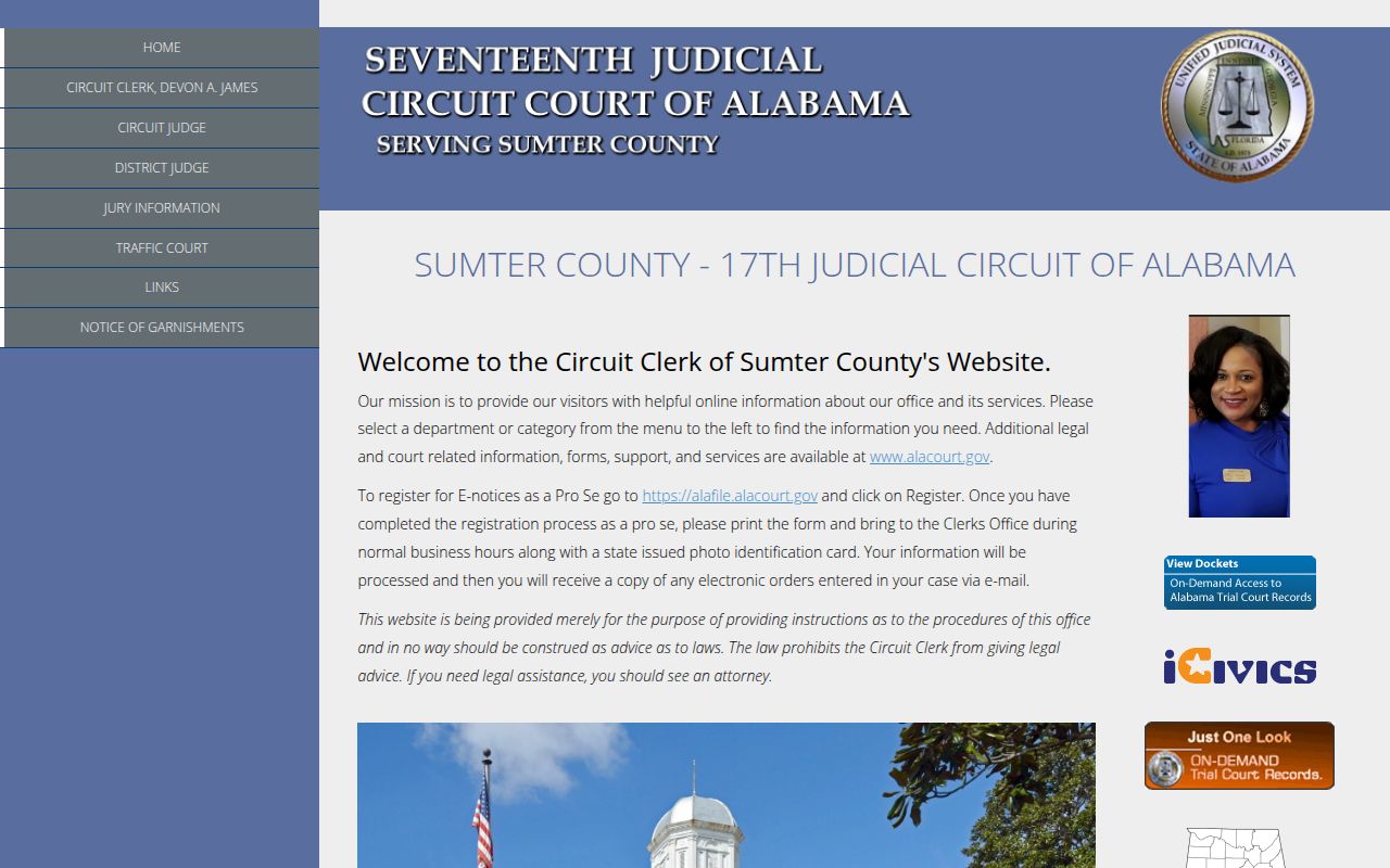 Sumter County Circuit Court website for bench warrant records