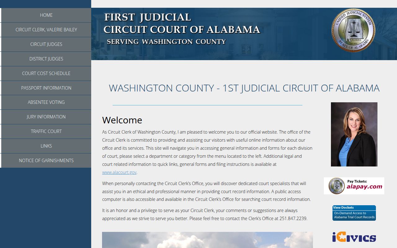 Washington County Circuit Court website for bench warrant records
